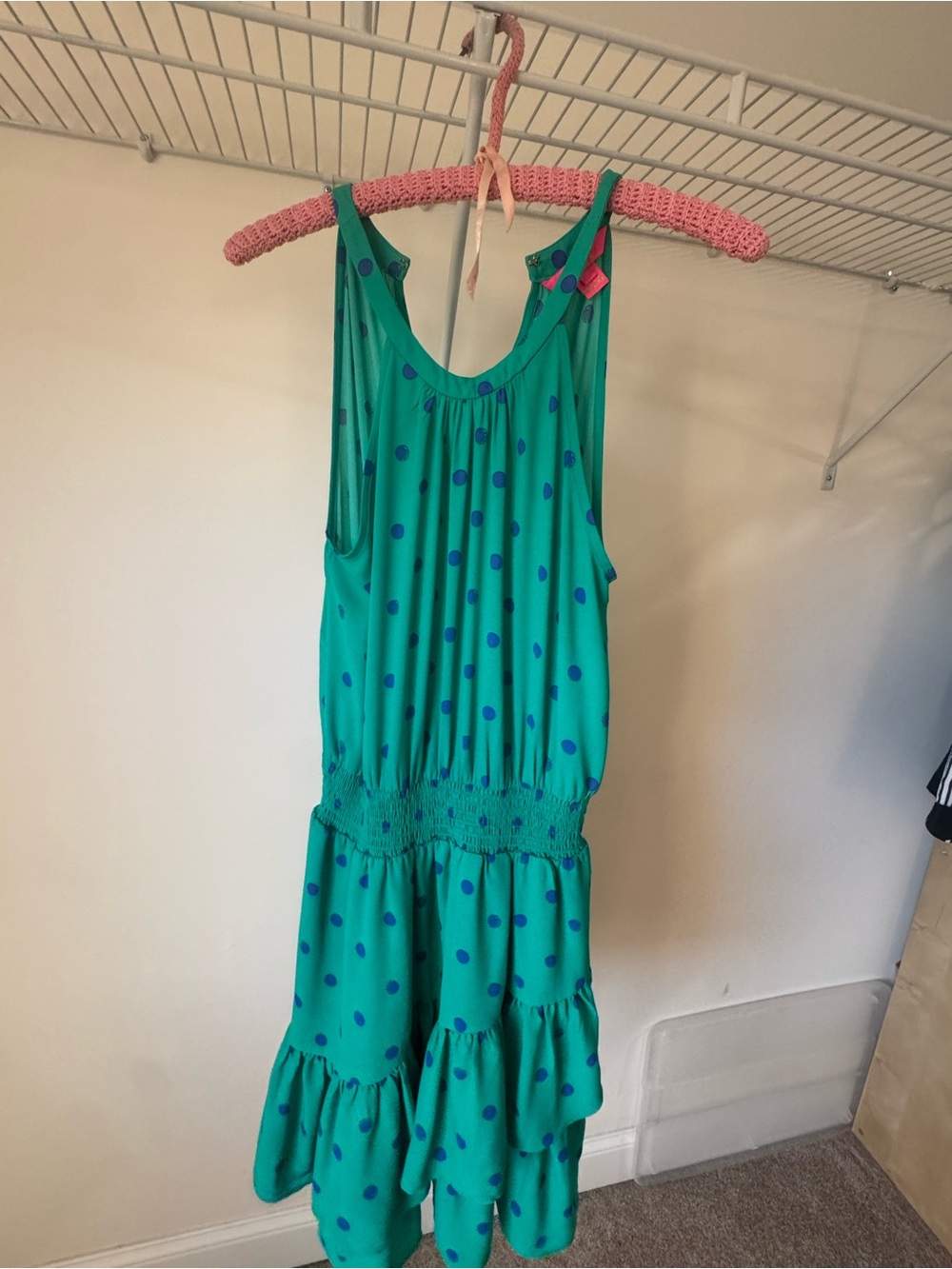 Lilly Pulitzer Teal Dress with Blue Polka Dots